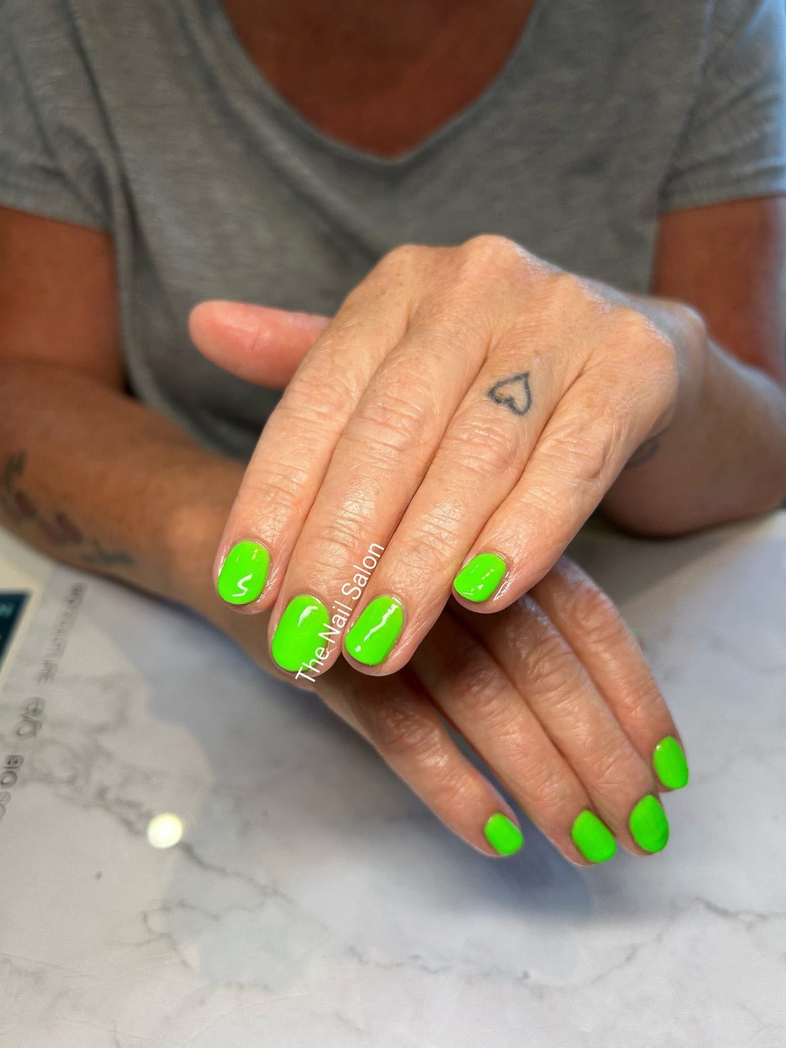 Hands Bright green gel
